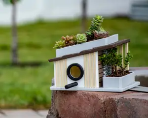 Birdhouse 002 - Mid-Century Modern Birdhouse & Succulent Planter