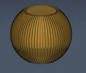Modern Deep-Ribbed Sphere Planter / Globe Pot