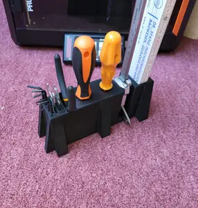 Toolstand for all the tools delivered with the core one plus calipers and folding rule