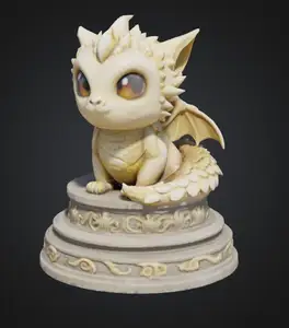 Cute Dragon-Cat on a plinth
