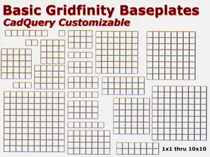 Basic Gridfinity Baseplates (CadQuery Customizable)