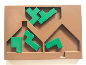 Castle / Vanishing Trunk - Tray-packing puzzle by Stewart Coffin (STC #181-A & #181-B)