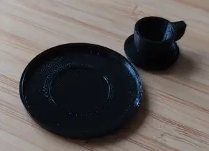 Table set for dollhouse: Cup, Saucer, and Plate