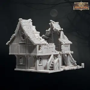 Medieval Building – “Destroyed Chief's House” (28–32mm Terrain, No Supports)