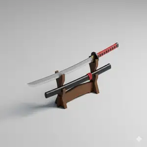 Low Poly Samurai Katana Stand