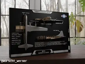 2.5D Framed Blueprint | B29 Superfortress | Plane