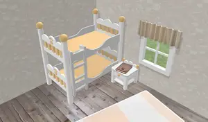 Dollhouse bed and bunk bed (with paw, heart or no decoration)
