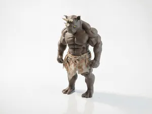Rhino Man Warrior Figurine Fantasy 3D Printable