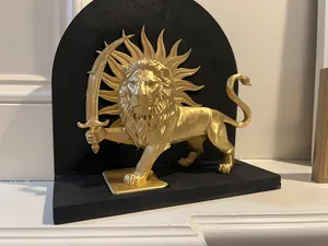Shir o Khorshid_Persian Lion and Sun , Guardian Statue With Sword – Platform Pose