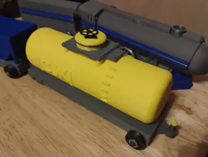 A toy train tanker car I made for a friend's train-obsessed child