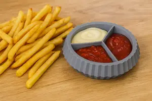 3-Compartment Sauce Container for Fries and Snacks
