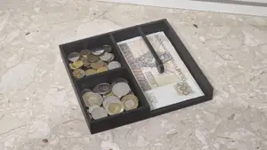 Cash Tray with Compartments for Coins and Banknotes