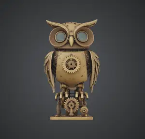 Steampunk Clockwork Owl – Mechanical Gear Owl Statue