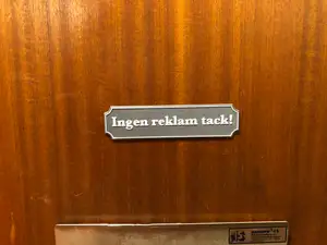 Swedish sign "Ingen reklam tack!"