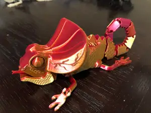 Lenny the Happy Articulated Mechanical Lizard w Print-in-place GearBox 100% 3D printed easy 2 step assembly