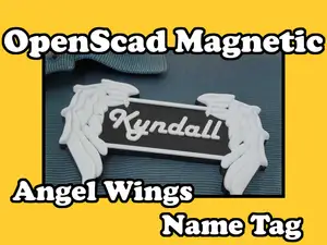 OpenScad Magnetic Angel Wings Name Tag