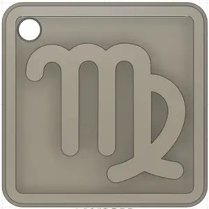 Keychain Tag Virgo Zodiac Symbol 30x30 mm