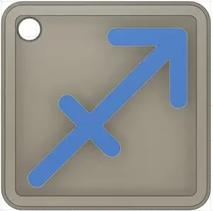 Keychain Tag Sagittarius Zodiac Symbol 30x30 mm