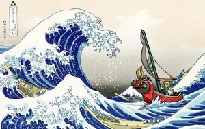 lithophane Poster Legend of Zelda Great Wave Off Kanagawa Nintendo