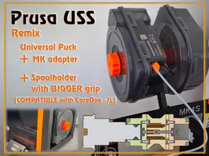 Prusa USS Drybox_MK adapter+universal Puck remix + Spool holder with Biger Grip. CoreOne+/L compatible