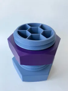 Nut & bolt pencil organizer with hexagon cells