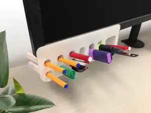 Print In Place Desk Organizer - Monitor Mounted Pen Holder