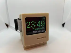 Apple Watch S7 Macintosh 128k charging stand