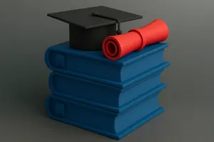 Graduation Books with Cap and Diploma