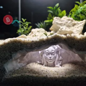 Medusa Aquarium & Terrarium Cave, Greek myth Fish hideout, Shrimp shelter, Aquascaping decor, Reptile habitat grotto