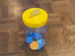 Coin Bank Dexterity Toy (Montessori Style), Peanut Butter Jar Mod