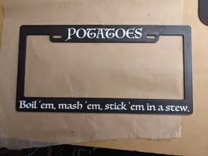 Lord of the Rings Potatoes License Plate Frame