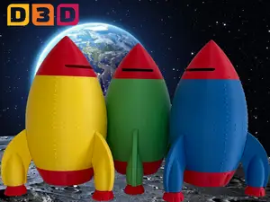 Rocket Ship Money Savings Piggy Bank - Retro Rocket Ship