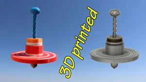 Spinning top toy with coil - 3D printed