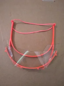 Face Shield, long temple arms and hooks for rubber bands. UPDATED