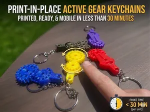 Print-in-Place Gear Keychain - Toy Fidget