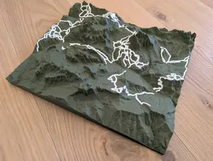Val Gardena, Grödnertal, Sasso Lungo, Langkofel, il Sella, Sellagruppe Terain 3D Model with Skislopes for Multimaterial printer
