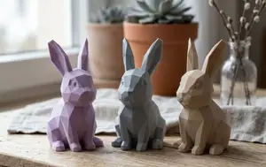 Low Poly Easter Bunny Sculpture