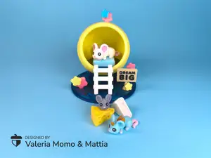 Moon Diorama for Cute Flexi Animals – Mouse Edition, Moon & Star