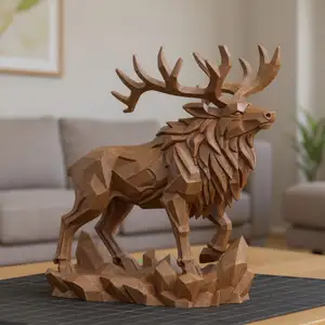 Majestic Stag – Geometric 3D Printed Deer Sculpture for Display