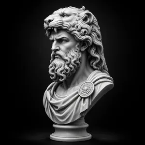 Hercules Lion Crown Bust STL | Greek Mythology Sculpture | Heracles Warrior Bust | 3D Print Statue File