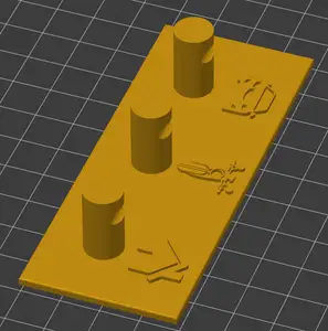 Simple Key Holder Wall Hook - Three slots, icons