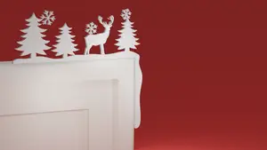 Christmas Door Trim Corner 17 - Deer and Christmas Trees (Christmas ornament)