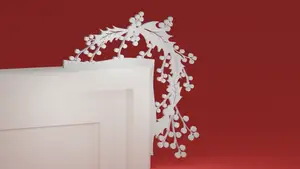 Christmas Door Trim Corner 33 - Holly and Red Berries (Christmas ornament)