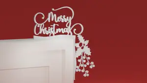 Christmas Door Trim Corner 37 - Merry Christmas and Holly and Red Berries (Christmas ornament)