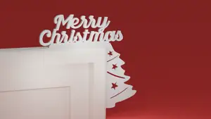 Christmas Door Trim Corner 52 - Christmas Tree and Merry Christmas (Christmas ornament)