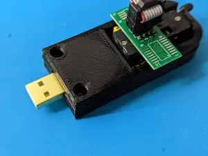 CH341 programmer enclosure with holes for LEDs