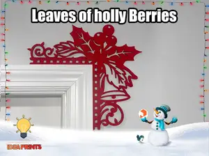 Christmas Door Trim Corner - Leaves of holly Berries #12