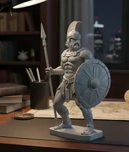 statue of the god Ares, with spear, helmet and shield