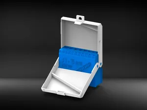 Drill bit box, standing upright, double hinged