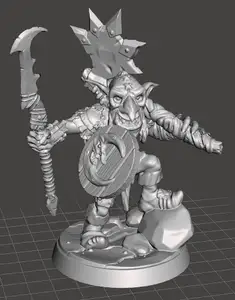 Mutant Goblin Warrior Axe Shield Glaive